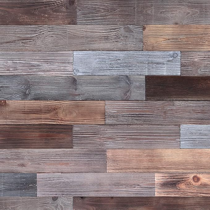 Nail-Up Paneling - Real Wood Planks, Rustic Reclaimed Barn Wood for Accent Walls, Brown Gray Combinations, 3 sq. ft