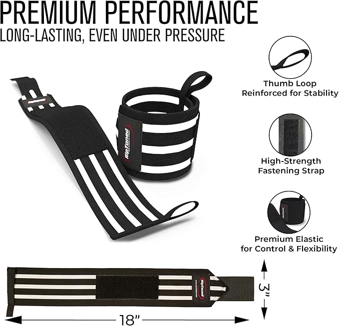 Rip Toned Wrist Wraps for Weightlifting – USPA & USAPL Approved 18" Wrist Straps for Powerlifting – Adjustable, Durable Gym Wraps with Thumb Loop – Maximum Support for Men & Women
