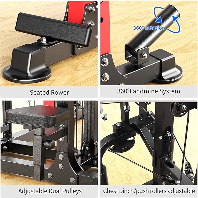 Multi-Purpose Squat Rack,Smith Machine Weight Rack Set with Cable Crossover System, Home Gym Power Racks, Power Racks and Packages