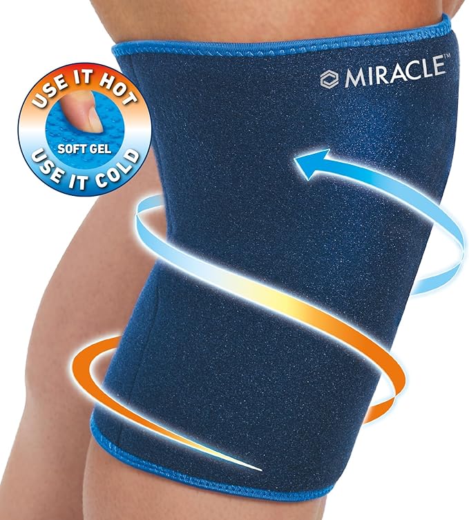 Miracle Knee Relief Gel-Infused Compression Wrap for 360-Degree Knee Support for Women & Men, Comfortable & Form Fitting Knee Wrap with Ultra-Soothing Cooling Gel, Designed for Cold & Hot Relief