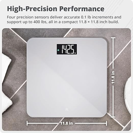 Greater Goods AccuCheck Digital Scale for Body Weight - Accurate Digital Bathroom Scale with High-Precision Sensors, Large Easy-to-Read Backlit Display, 400 lb Capacity, Auto Step-On (Gray)