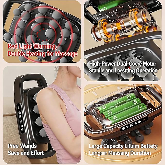 Massage Gun Deep Tissue, 28 Head Back Massage Deep Tissue Pain Relief for Athletes, Percussion Muscle Massager Rechargeable for Shoulder, Neck, Leg & Foot, Use at Home,Office,Gym