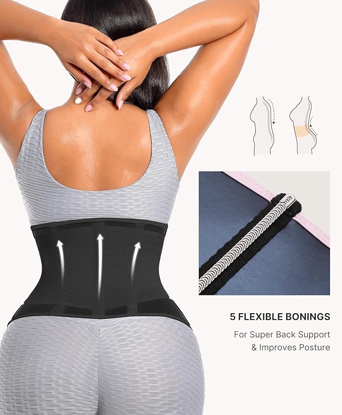 SHAPELLX Sauna Waist Trainer Women Tummy Control Waist Trimmer Cincher Ab Belt with Triple Wrap Sauna Suit for Workout