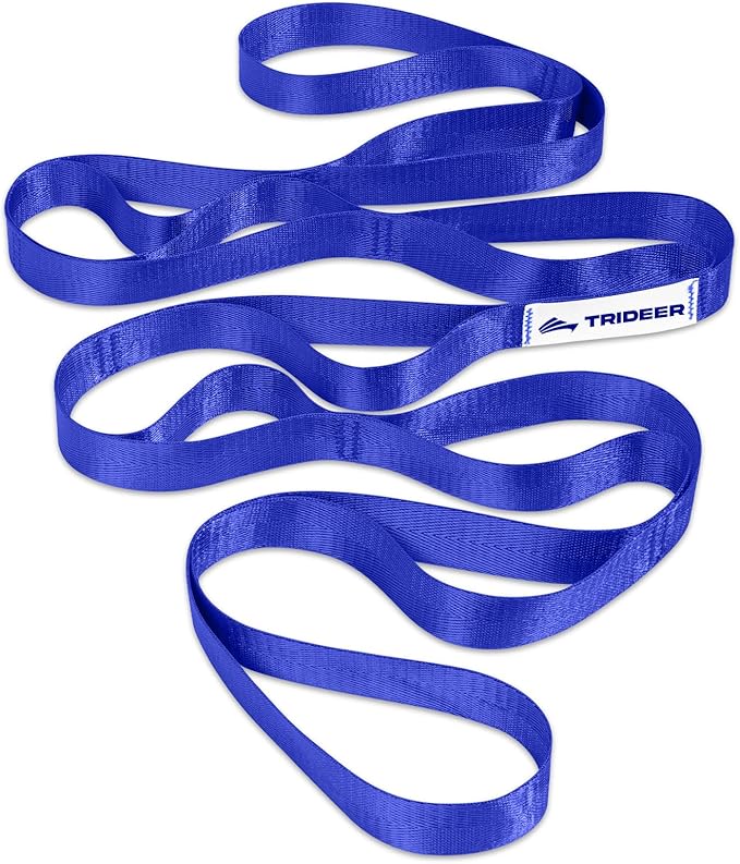 Trideer Non-Elastic Stretching Strap with Loops for Physical Therapy & Rehab, Knee Hip Leg ROM Post-Surgery, Yoga Strap for Stretching, Leg Lifter Strap Mobility Aid, Hamstring Calf Back