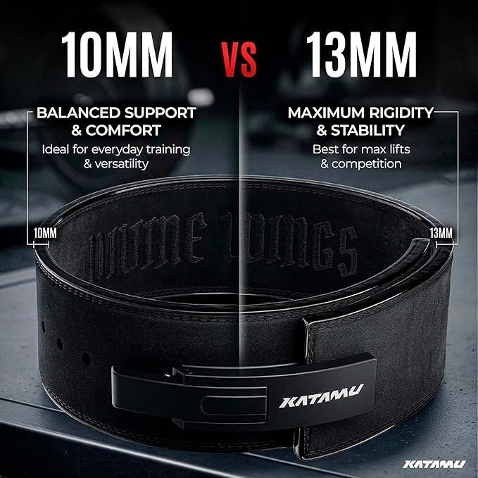Katamu Premium Leather Lever Weightlifting Belt – Secure Steel Lever, Powerlifting Support for Deadlifts, Squats & Heavy Lifts - Be A Hero