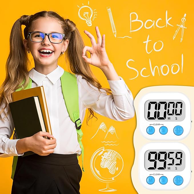 ZILLEEN Classroom Timer for Kids Teachers 6 Pack Digital Timers, White