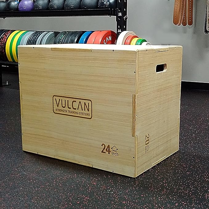 VULCAN 3-in-1 Wooden Plyo Box – Durable Ashwood Plyometric Jump Box for Home Gym and Commercial Training | Safe, Stable & Versatile for Box Jumps, Step-Ups, HIIT and Cross-Training Workouts