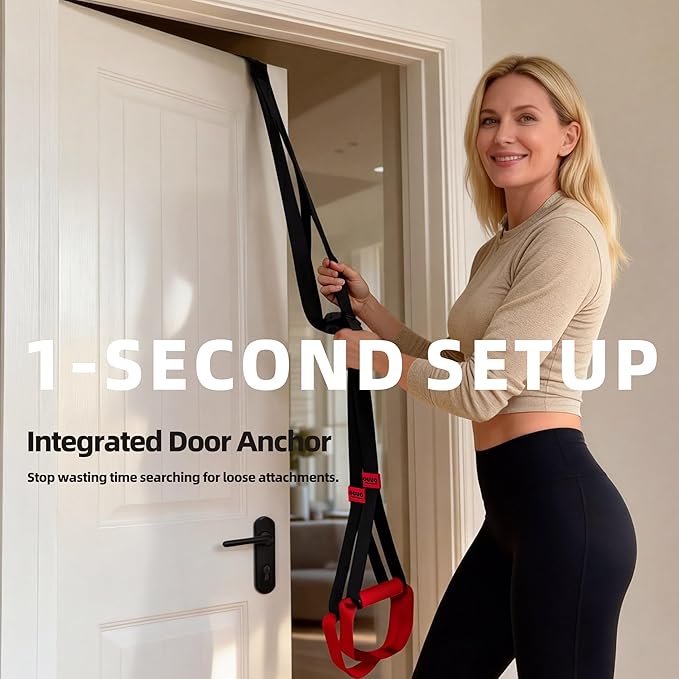 Suspension Straps Trainer for Home Gym – Integrated Door Anchor for 1-Second Setup, All in One Bodyweight Resistance Straps for Indoor & Outdoor Fitness Training System