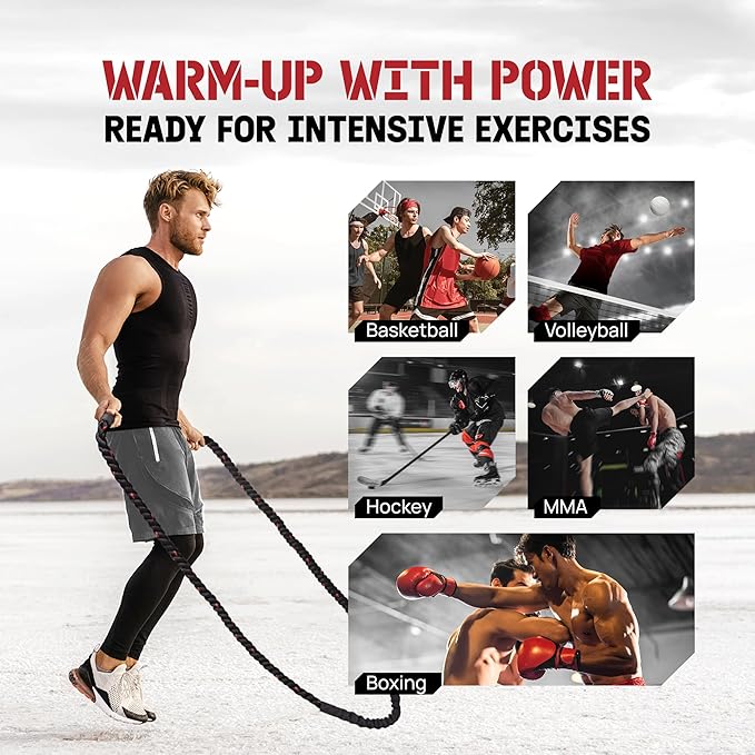 Yes4All Weighted Jump Rope, 2.8LB Heavy Skipping Rope with Anti-Slip Double Layer Handle & Protective Sleeve for Fitness, Cardio, Muscle Training - Carry Bag Included