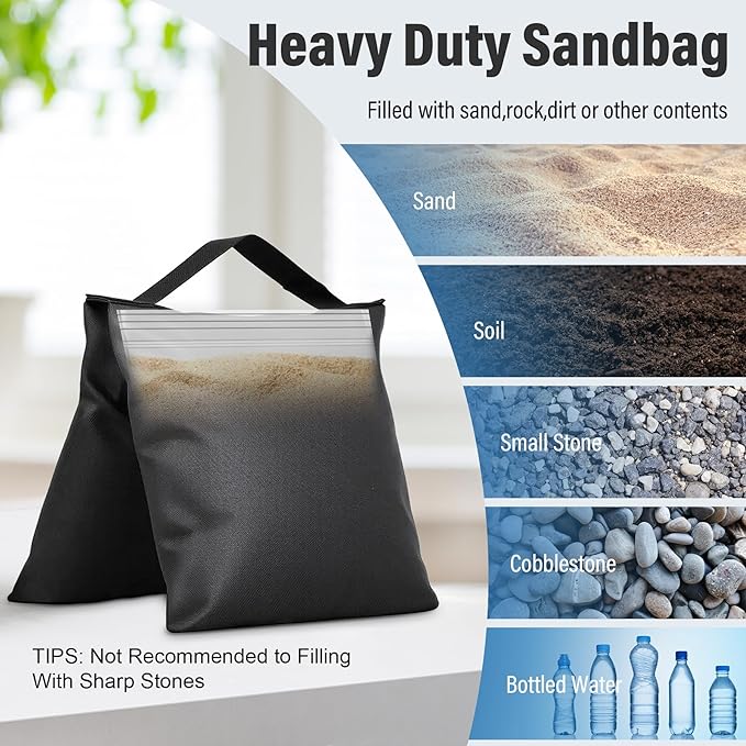 8 Packs Sandbags Weight Bags for Photo Studio, Heavy Duty Saddlebag for Canopy, Umbrella Base, Backdrop Stand, Photo Tripod, Picnic Table,Fishing Chair