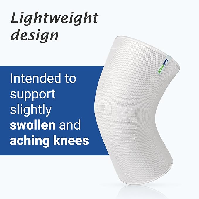 Actimove Everyday Supports Mild Knee Support - Mild Support, Lightweight, Easy to Apply for Slightly Swollen and Aching Knees – White, Large
