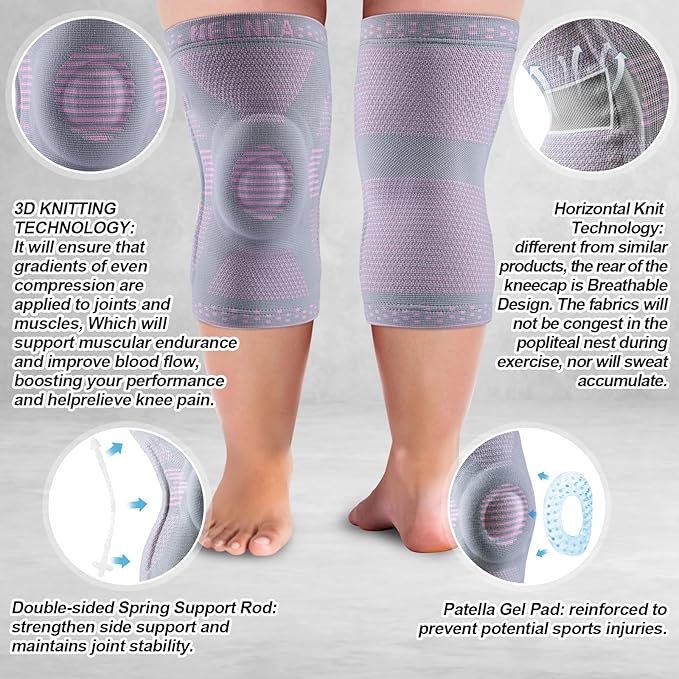 NEENCA Plus Size Knee Brace for Knee Pain, Knee Support with Side Stabilizers & Patella Gel Pad, Knee Compression Sleeve for Meniscus Tear, Arthritis Joint Pain Relief, ACL, PCL, All Sports. Plus Size