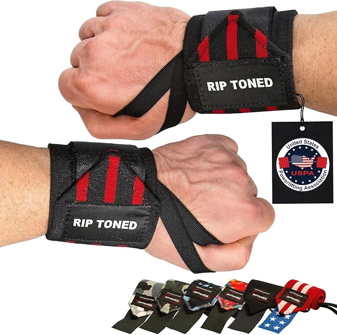 Rip Toned Wrist Wraps for Weightlifting – USPA & USAPL Approved 18" Wrist Straps for Powerlifting – Adjustable, Durable Gym Wraps with Thumb Loop – Maximum Support for Men & Women