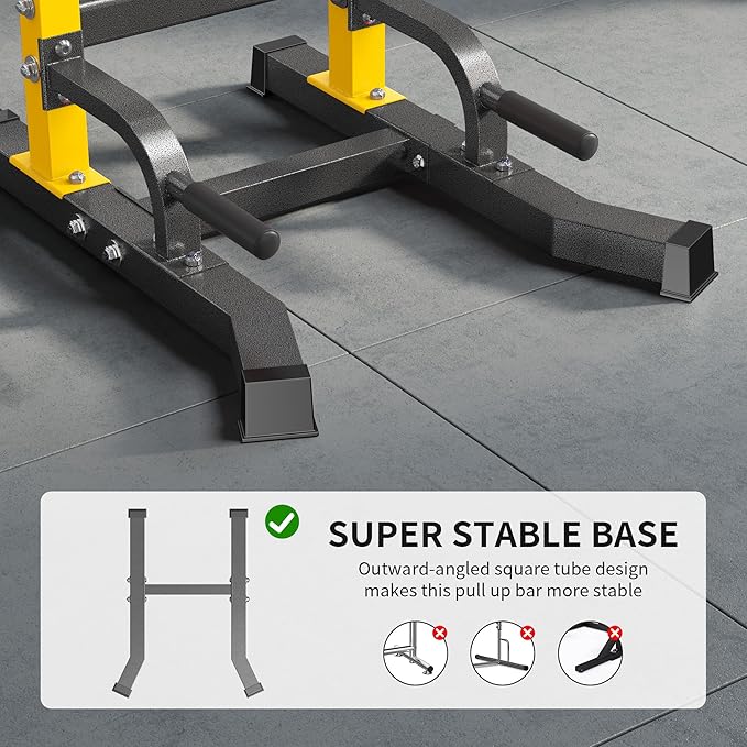 SogesHome Power Tower Pull Up Bar Dip Stand, 10 Adjustable Height Free Standing Assistive Trainer Dip Station, Multi-Function Strength Training Fitness Workout Station for Home Gym Fitness Equipment