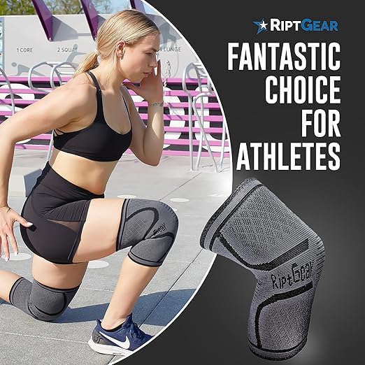 RiptGear Knee Compression Sleeve - Braces for Knee Pain - Compression for Arthritis, Meniscus Tear, Running, Walking - Support for Women and Men - Sleeves Weightlifting (XX-Large, Gray (1 Pack))