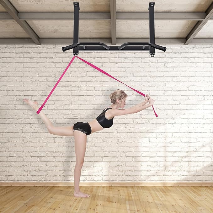 Kipika 32" Ceiling Mounted Pull Up Bar - Heavy Duty, Highly Adjustable, Multifunctional Chin Up Bar - Home Gym System with Punching Bag Hanger and Resistance Bands Training