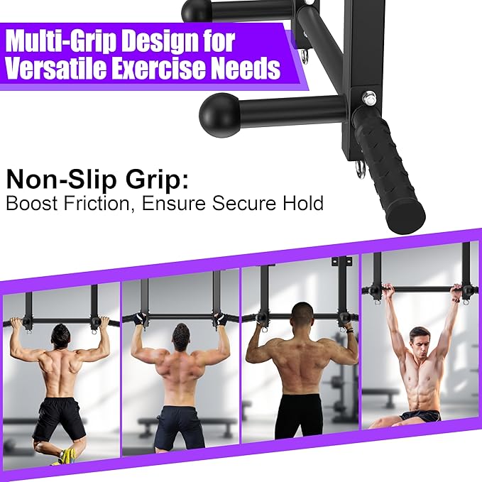 Joist Mounted Pull Up Bar, 650lbs Heavy Duty Strength Training Pullup Bars, Multi-Grip Chin Up Bar for Home Gym, Garage & Basement Ceiling Beam Installation