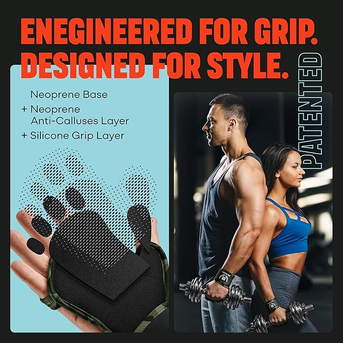 Mava Sports Open Gym Gloves with Integrated Wrist Support – Padded Weight Lifting Gloves for Men & Women – Silicone Grip Fingerless Workout Gloves for Cross Training & Fitness – 1 Pair