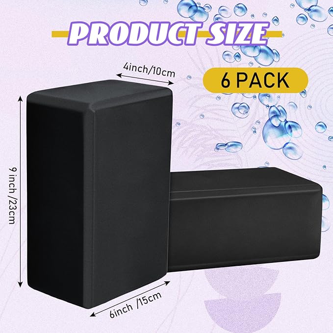 Wettarn 6 Pack Yoga Blocks 9 x 6 x 4 Inch EVA Foam Lightweight Non Slip Yoga Props for Pilates Stretching Meditation