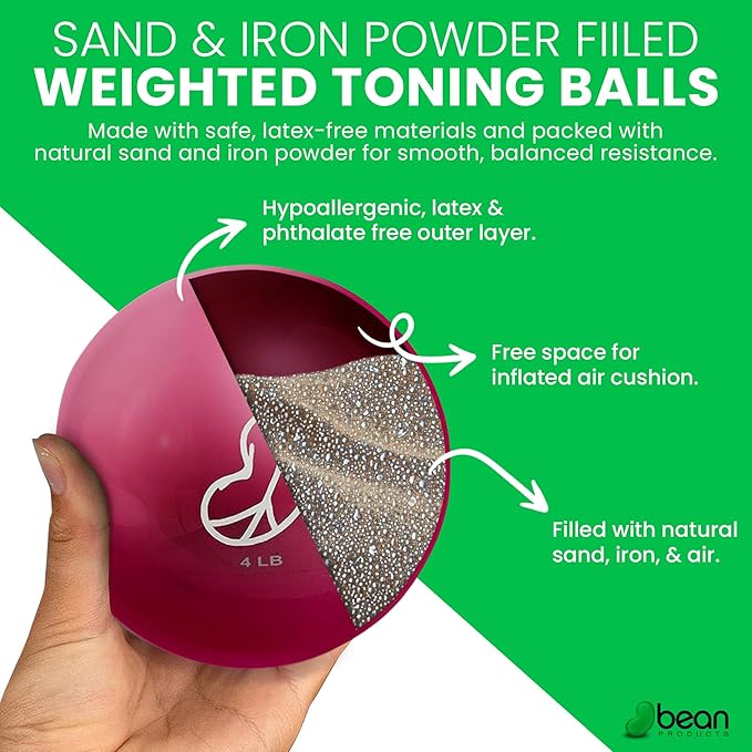 Bean Products Soft Weighted Balls for Exercise - Soft and Safe Workout Balls for Yoga, Rehab, Pilates and Fitness - Latex Free, Easy to Grip, Versatile Physical Therapy Exercise Ball