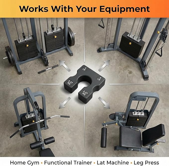 2.5 LB and 5 LB Weight Stack Add On – Weight Stack Adapter Plate for Home Gym & Exercise Machines, Add Resistance to Weight Stack, Incremental Weight Adjustments for Improved Strength Training Results