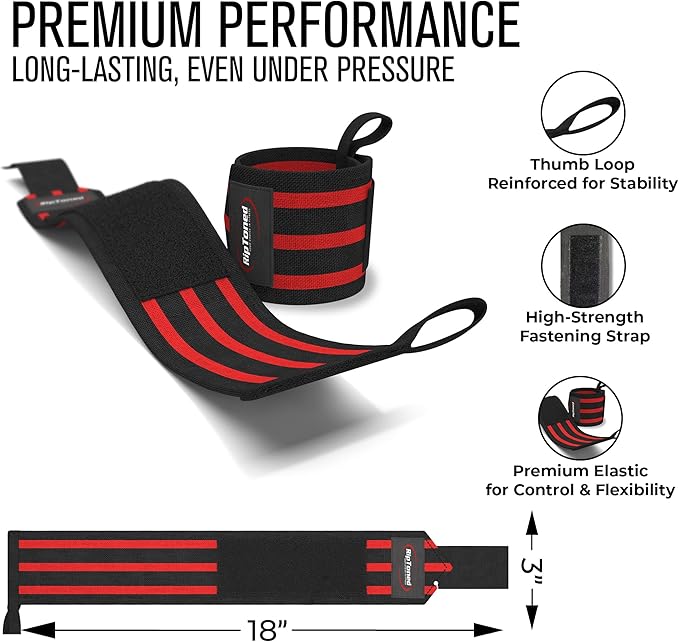 Rip Toned Wrist Wraps for Weightlifting – USPA & USAPL Approved 18" Wrist Straps for Powerlifting – Adjustable, Durable Gym Wraps with Thumb Loop – Maximum Support for Men & Women