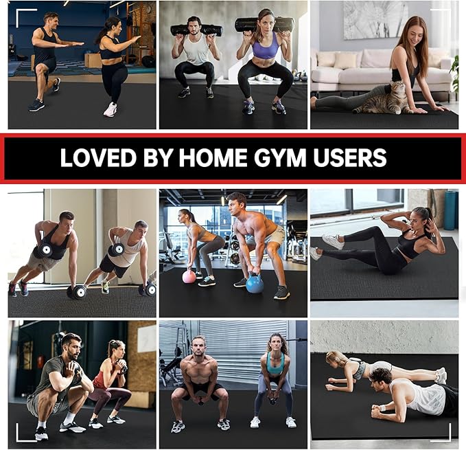 GymCope Extra Large Exercise Mat, 10'x6'/9'x6'/8'x6'/7'x5'/6'x4'(8mm) Thick Workout Mat for Home Gym & Garage Flooring, Shoe-Friendly, High-Density, MMA, HIIT, Weight Lifting, Cardio&Strength