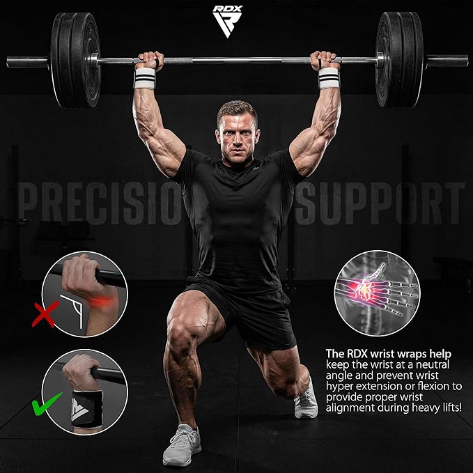 RDX Wrist Wraps for Weightlifting (Pair), IPL USPA Approved, Elasticated 18” Cotton Straps Support with Thumb Loop, Gym Wrap for Weight Lifting Powerlifting Competition Strength Training Bodybuilding
