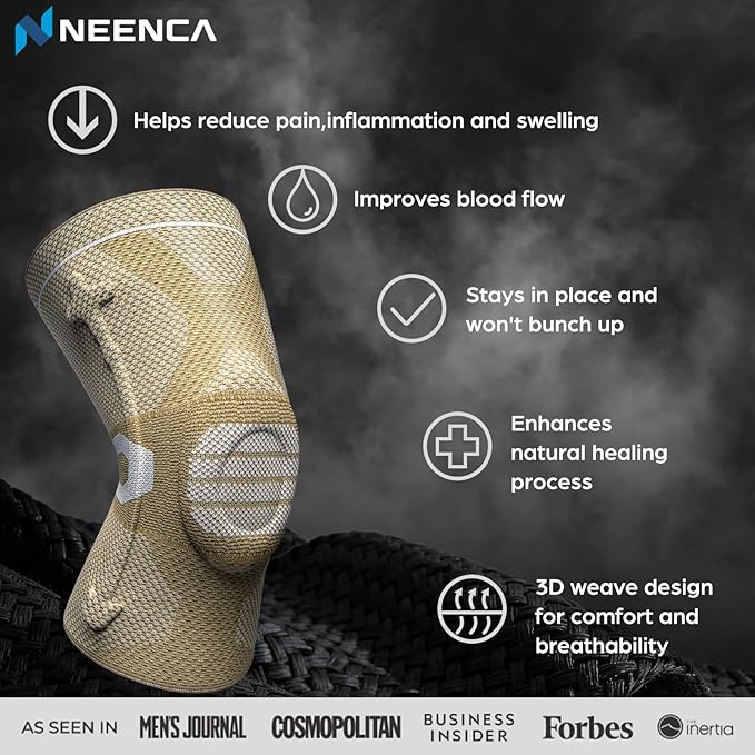 NEENCA Professional Knee Brace for Pain Relief, Medical Knee Compression Sleeve, Knee Support with Horizontal Knit Tech for Meniscus Tear, ACL, Arthritis, Joint Pain, Runner, Workout