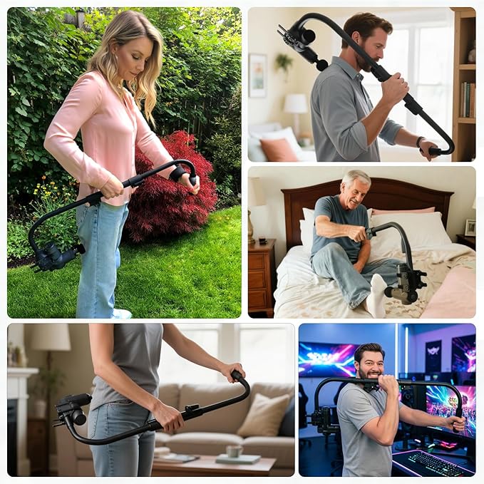 Adjustable Massage Gun Holder with 32"-37" Length Range for Back, Neck, and Shoulders – Compatible with Most Massage Guns, Ergonomic Design for Hard-to-Reach Areas, Ideal Gift for Women and Men