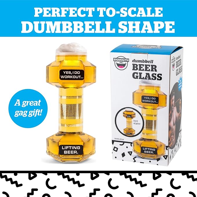 BigMouth Inc. The Dumbbell Beer Glass, Novelty Beer Drinking Glass, 24 Oz