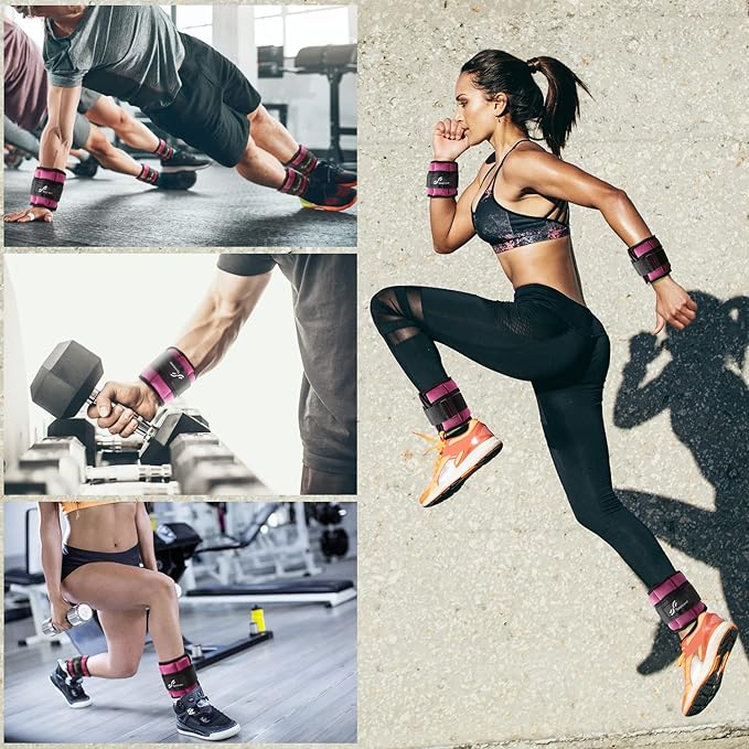 Sportneer Adjustable Ankle/Wrist Weights for Men Women Kids, Weighted Leg & Cuff Strength Training for Yoga Walking Running Aerobics Gym Fitness Physical Therapy