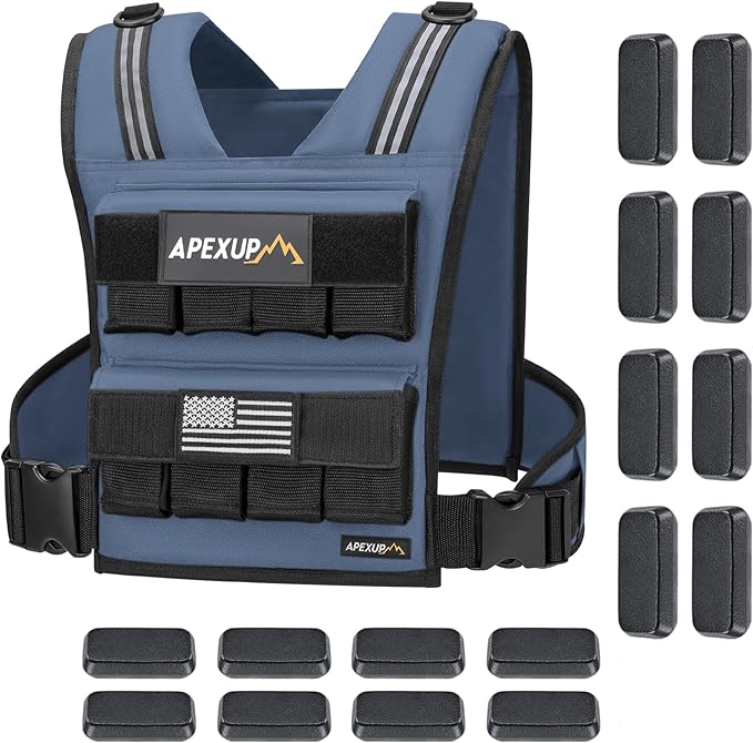 APEXUP Adjustable Weighted Vest Men 20lbs/30lbs/40lbs Weights with Reflective Stripe, Weight Vest Woman Workout Vest for Strength Training Running Walking