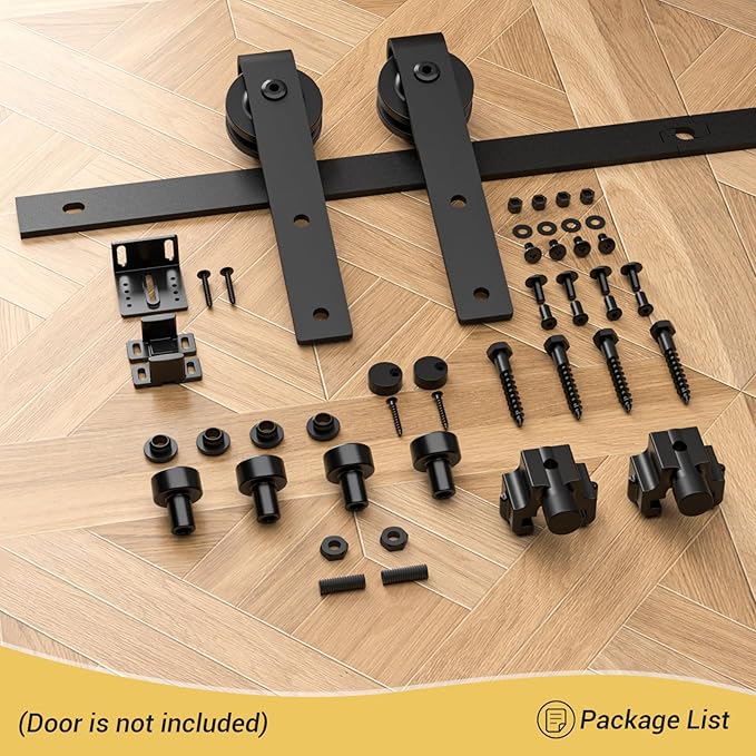 CCJH 4FT Mini Sliding Barn Door Hardware Kit Closet Cabinet 48" Track System Carbon Steel Basic Roller Hanger for Single 24" Wide Door Panel