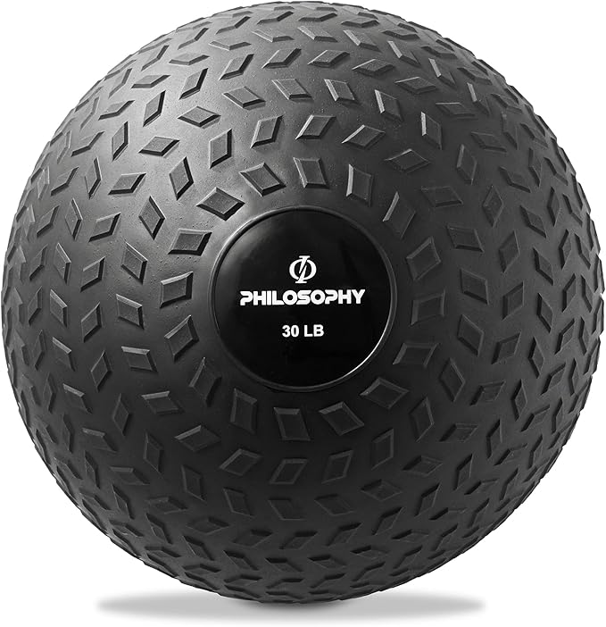 Philosophy Gym Slam Ball - Weighted Fitness Medicine Ball with Easy Grip Tread