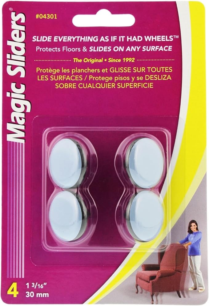 Magic Sliders 04301 1 3/16 inch Round Nail on Sliding Discs - 4 Count (Pack of 3)