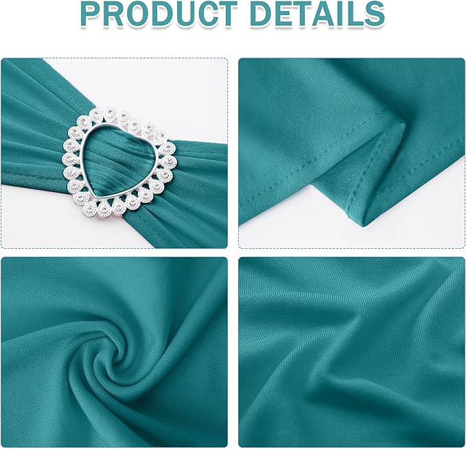 Howhic Pack of 30 Spandex Chair Sashes Bows Stretch Chair Cover Band with Buckle Slider Universal Elastic Chair Ties for Wedding Banquet Party Event Decoration (Turquoise)