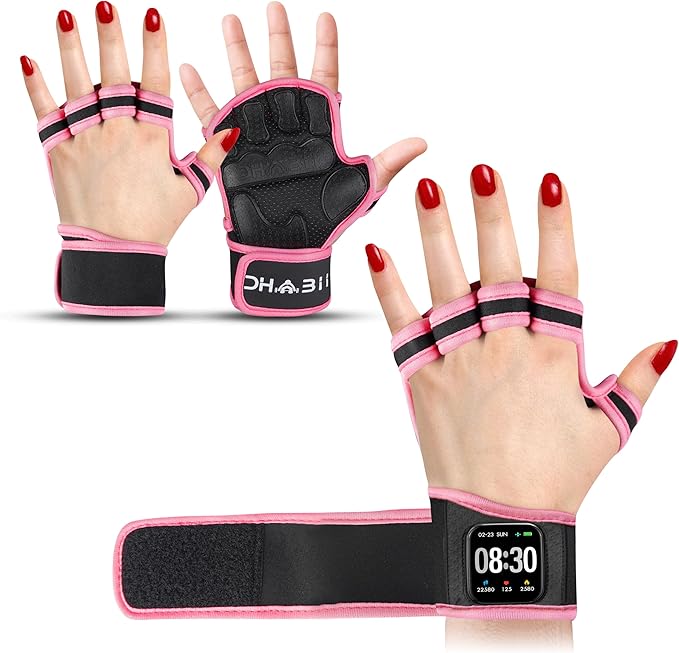 Workout Gloves for Men & Women, Smartwatch Compatible Ventilated Gym Gloves with Wrist Wrap Support, Breathable Weight Lifting Gloves for Fitness, Training & Cycling with Excellent Grip