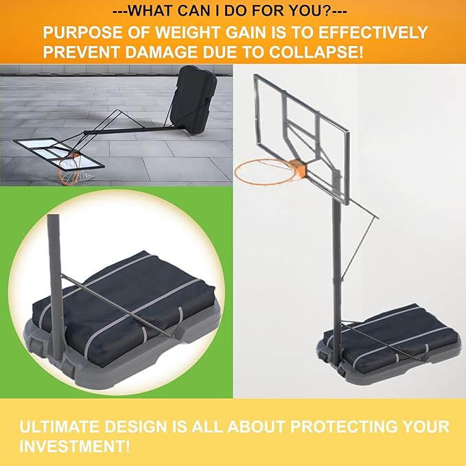 Basketball Hoop Sandbag - Heavy Duty Weighted Bottom Anchor for Basketball Frames - Made of 600D Waterproof And Dustproof oxford fabric, Double Layer Fabric, L 35.4" x W 23.6" x H 5.1", Only Bag.