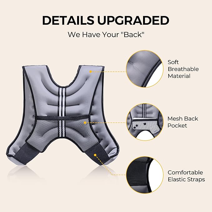 PACEARTH Weighted Vest,6lb/8lb/10lb/12lb/16lb/20lb/25lb/30lb Weight Vest with Reflective Stripe, Body Weight Vests for Women, Men, Weight Loss Workout, Strength Training, Running, Walking, Jogging