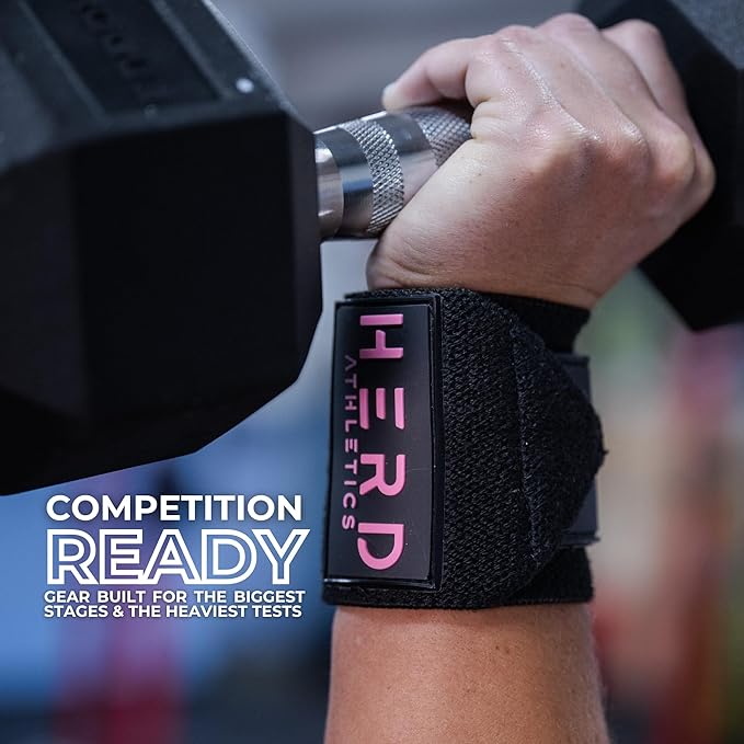 Weightlifting Wrist Wraps – 12" & 18" Adjustable Support with Thumb Loop – Medium Stiffness for Powerlifting, Olympic Lifting, Functional Fitness, Bodybuilding
