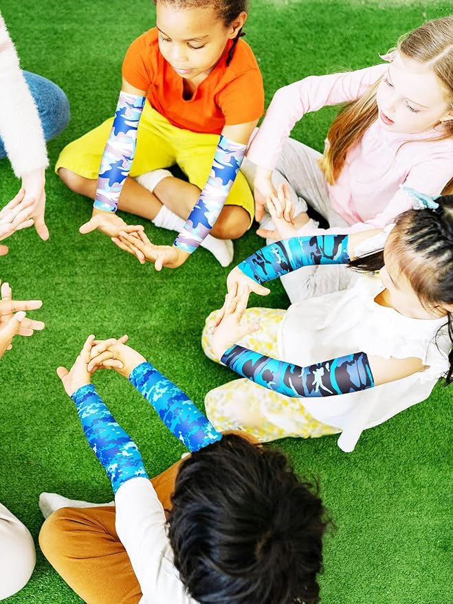 12 Pairs Sports Arm Sleeves for Kids Basketball Baseball Arm Sleeves UV Sun Protection Cooling Arm Cover Sleeve