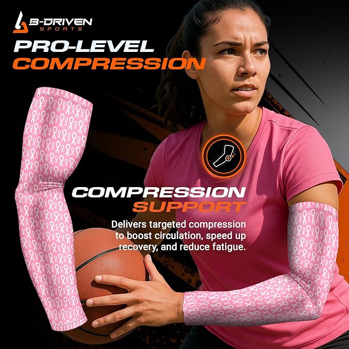 B-Driven Sports Sleeve Pro-Fit - Compression Arm Sleeve for Men & Women - Basketball & Volleyball Arm Sleeve - Single