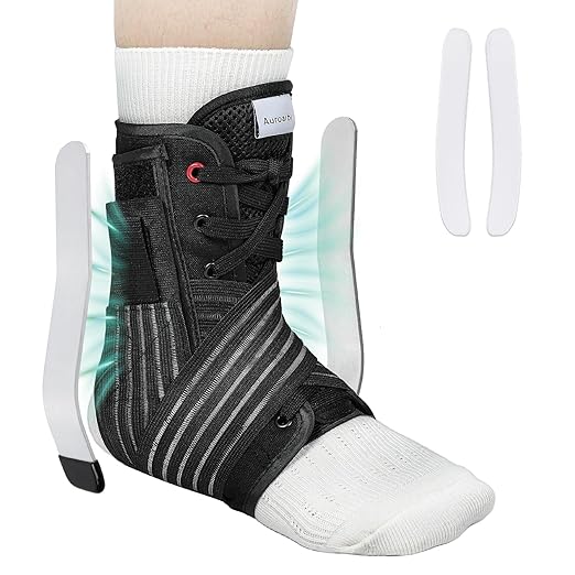 Ankle Brace for Sprained Ankle Lace up Support Brace for Women Men with Side Splints Adjustable Ankles Stabilizer for Injury Recover, Sports, M