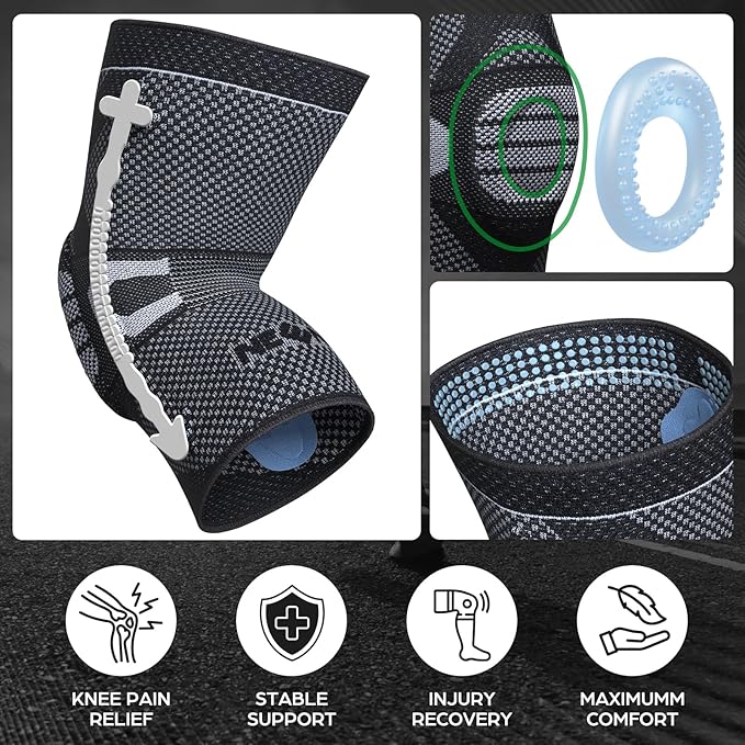NEENCA Professional Knee Brace for Pain Relief, Medical Knee Compression Sleeve, Knee Support with Horizontal Knit Tech for Meniscus Tear, ACL, Arthritis, Joint Pain, Runner, Workout