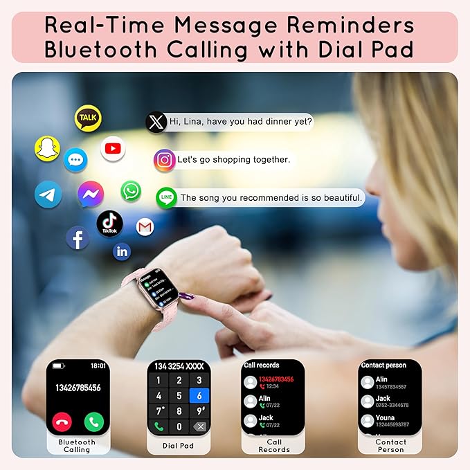 Smart Watch for Women Men, 1.85" HD 30-Day Long Battery Smartwatch, Compatible Android iOS Phones with Fitness Tracker/Heart Rate/Sleep Monitor/120+ Sports Modes IP68 Waterproof, 1000 mAh Gold