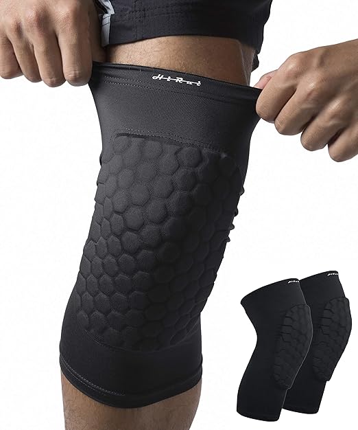 HiRui Knee Pads for Kids Youth Adult, Basketball Baseball Knee Brace Knee Support, Collision Avoidance Kneepad Compression Knee Sleeve for Volleyball Football Cycling Running-1Pair (Black, 2XL)