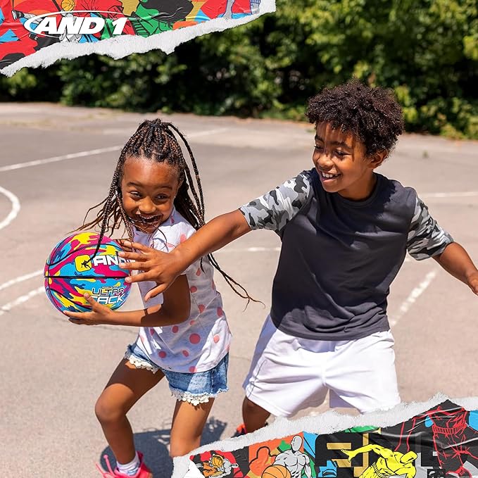 AND1 Mini Basketball 3 Pack Set for Kids (Deflated w/Pump Included): - Size 3 7-Inch Premium Youth Size Basketballs, Easy to Grip