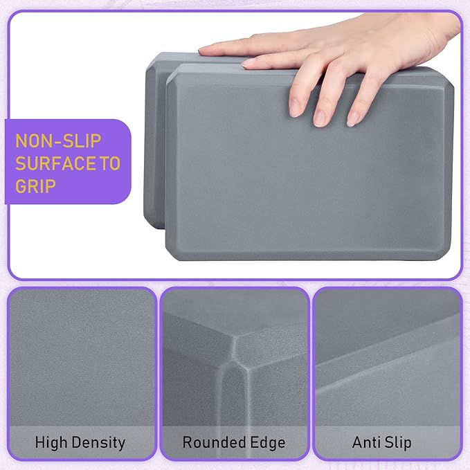 Wettarn 6 Pack Yoga Blocks 9 x 6 x 4 Inch EVA Foam Lightweight Non Slip Yoga Props for Pilates Stretching Meditation