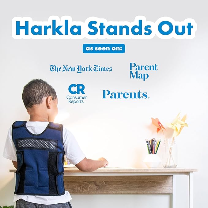 Harkla Weighted Vest for Kids - Neoprene Compression Vest - Ages 10 and Above - Adjustable Kids Weighted Vest with 2lb Weight - Breathable and Washable Compression Vest - Large